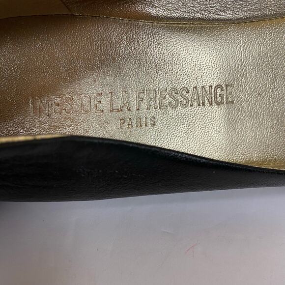 Ines De La Fressange Paris Classic Black Leather Ballet Flats Shoe Size 8 - Picture 7 of 9